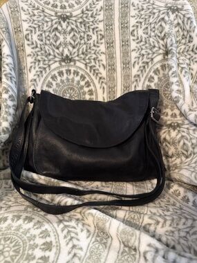 Latico Black Leather Shoulder Crossbody Bag